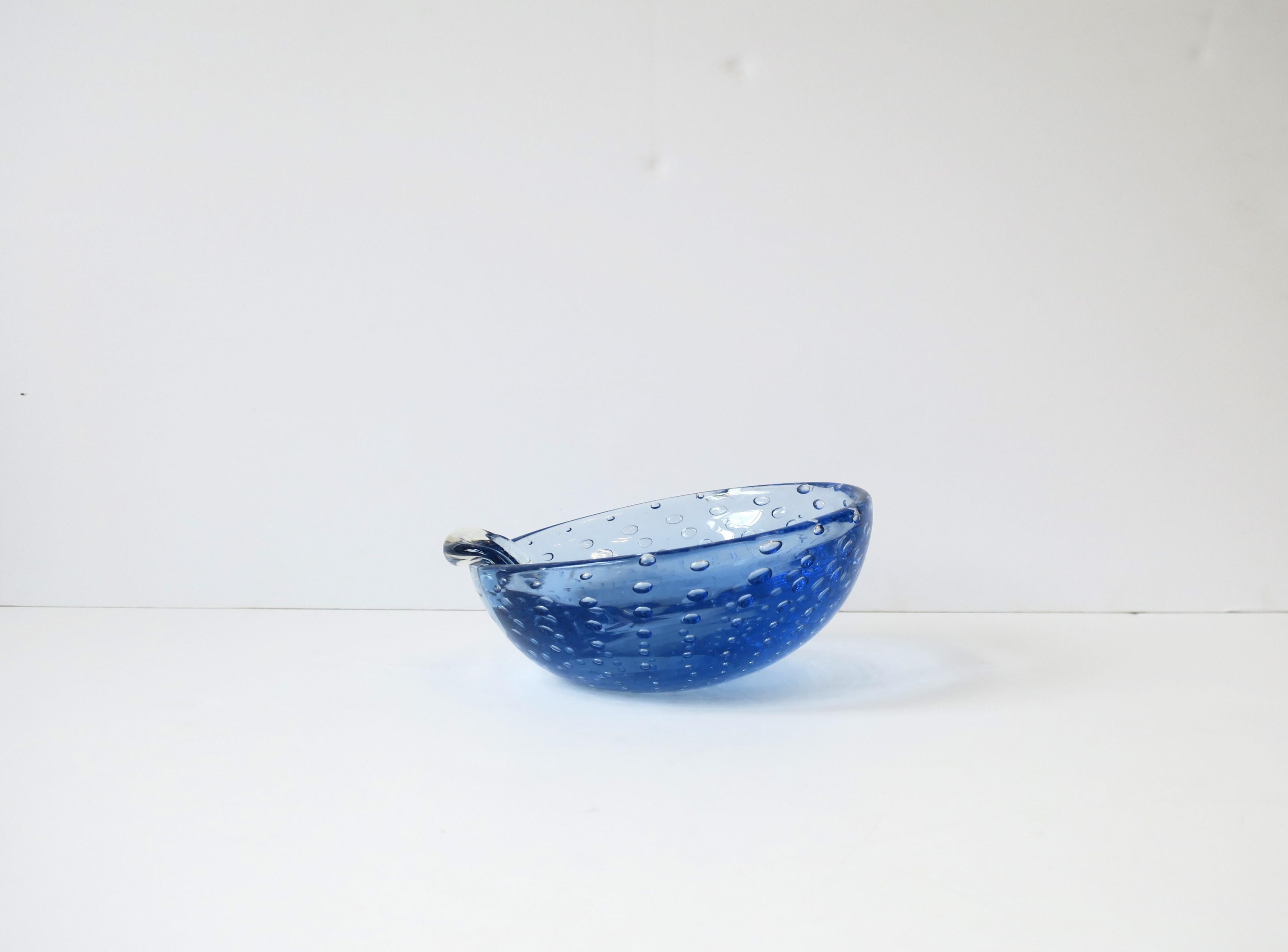 Hand-Crafted Italian Murano Blue Art Glass Bowl or Ashtray For Sale