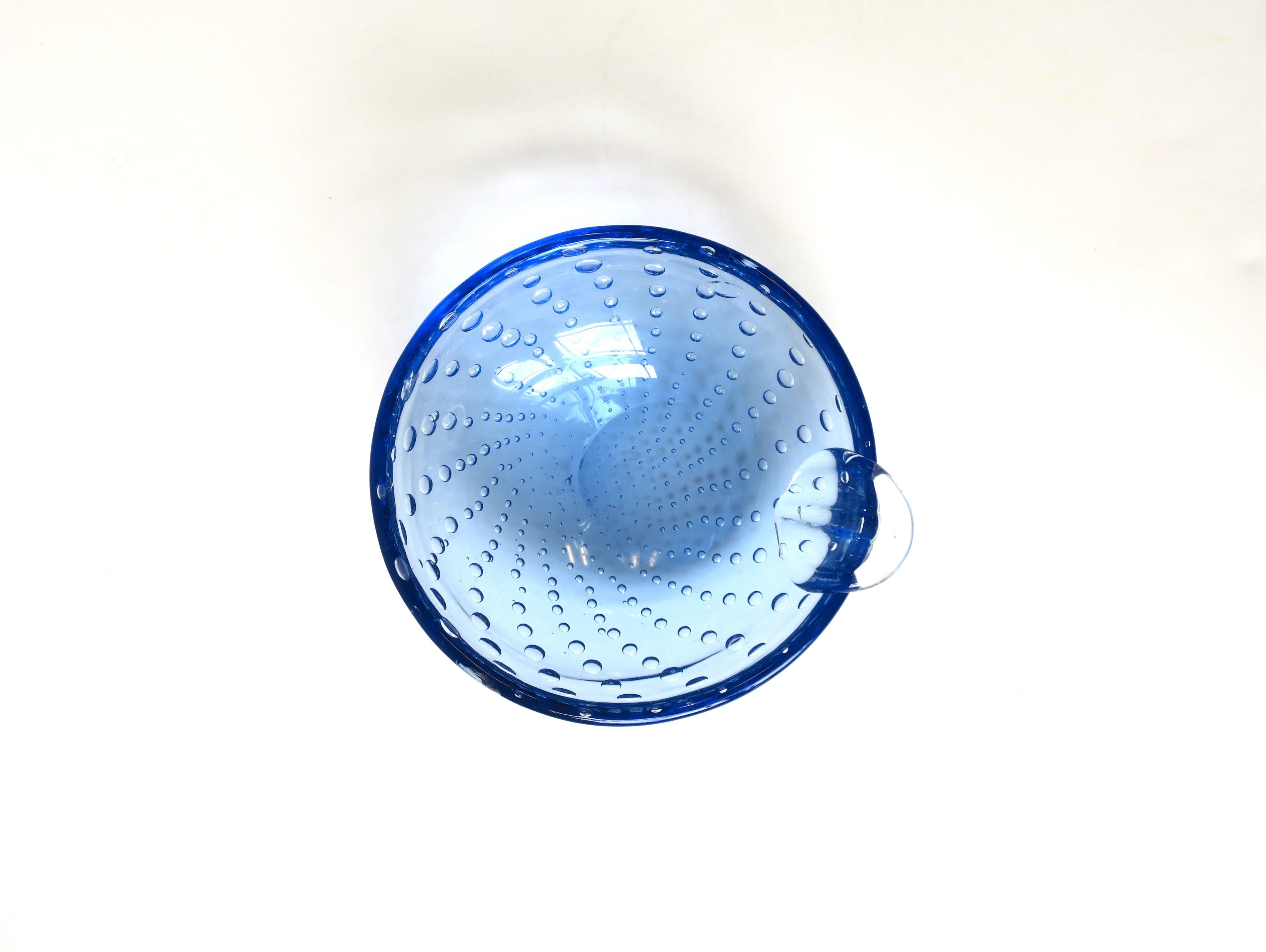 Italian Murano Blue Art Glass Bowl or Ashtray For Sale 1