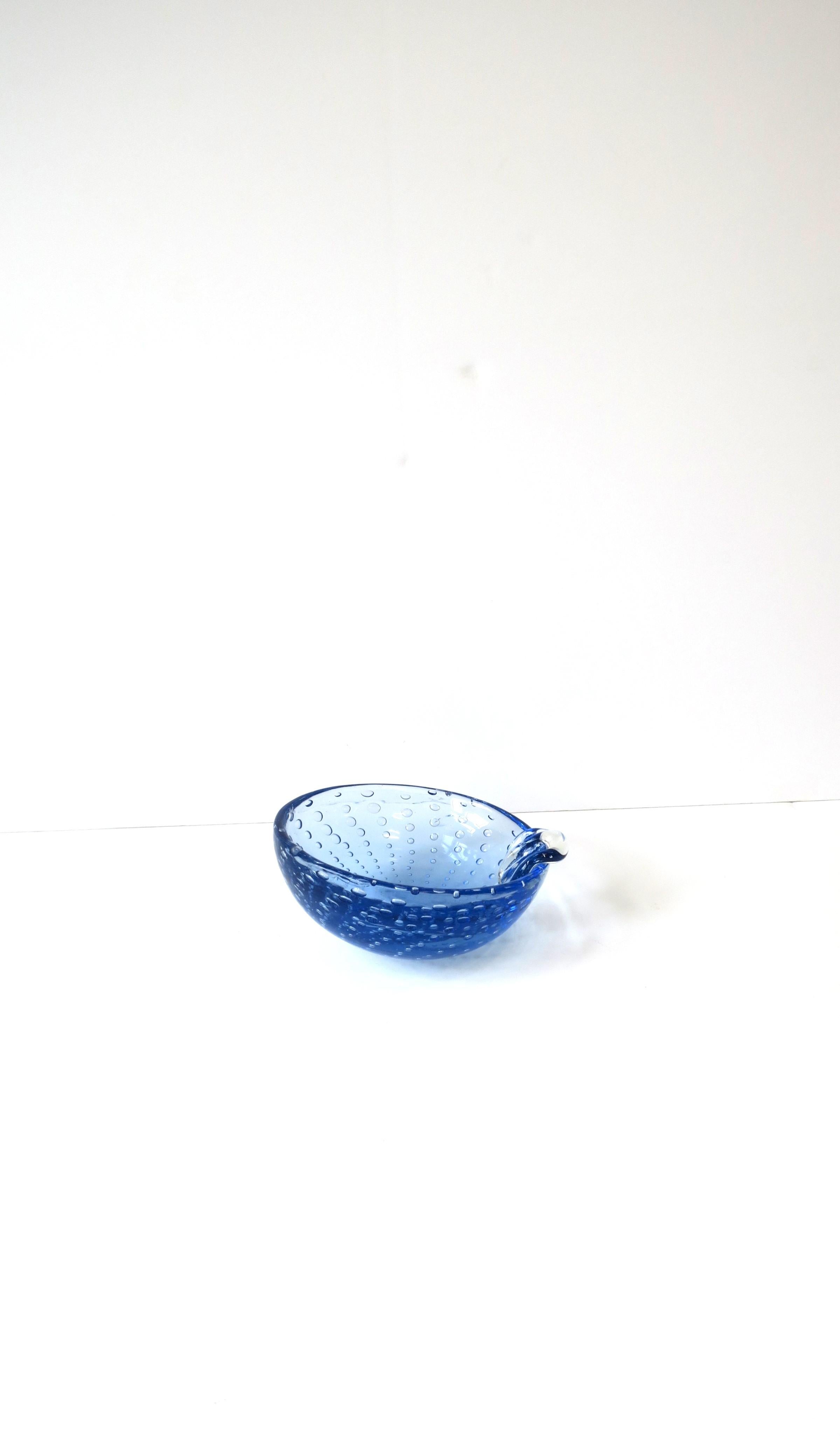 Italian Murano Blue Art Glass Bowl or Ashtray For Sale 2