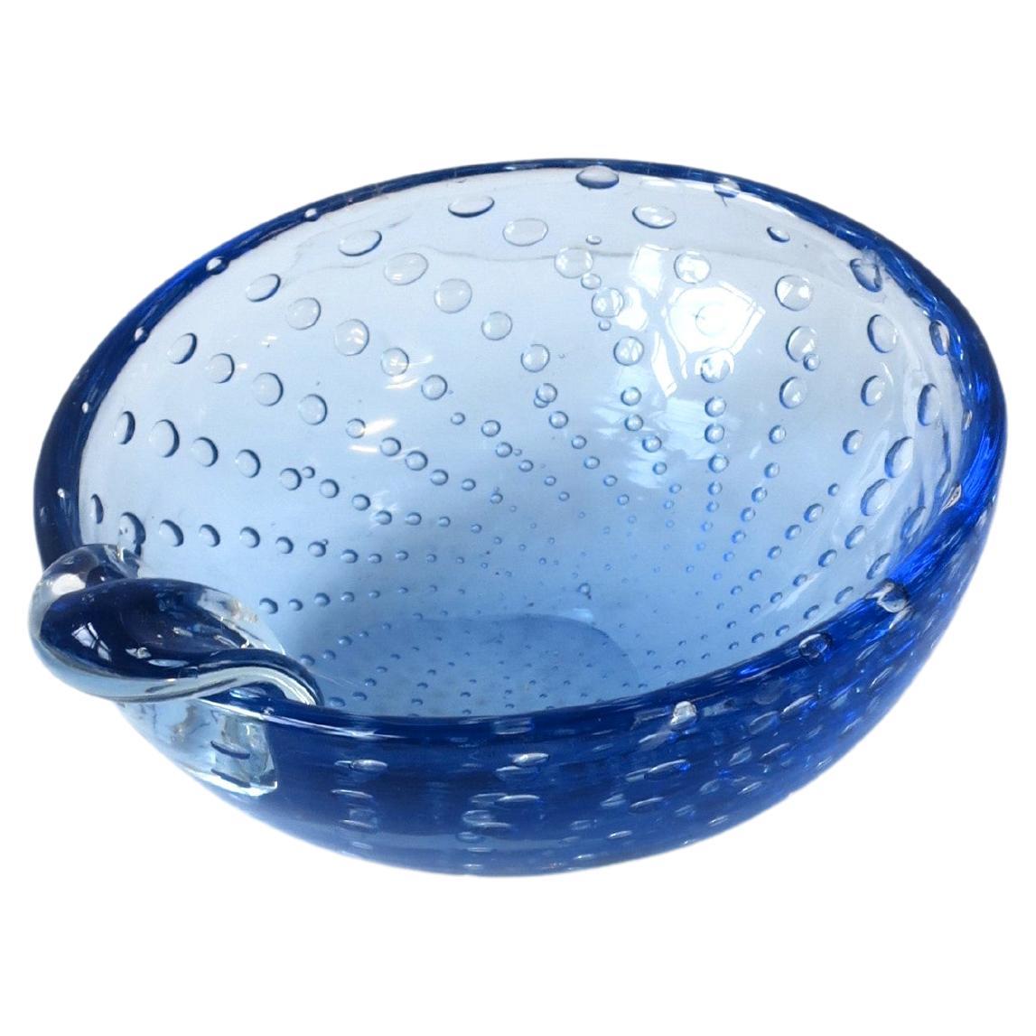 Italian Murano Blue Art Glass Bowl or Ashtray For Sale