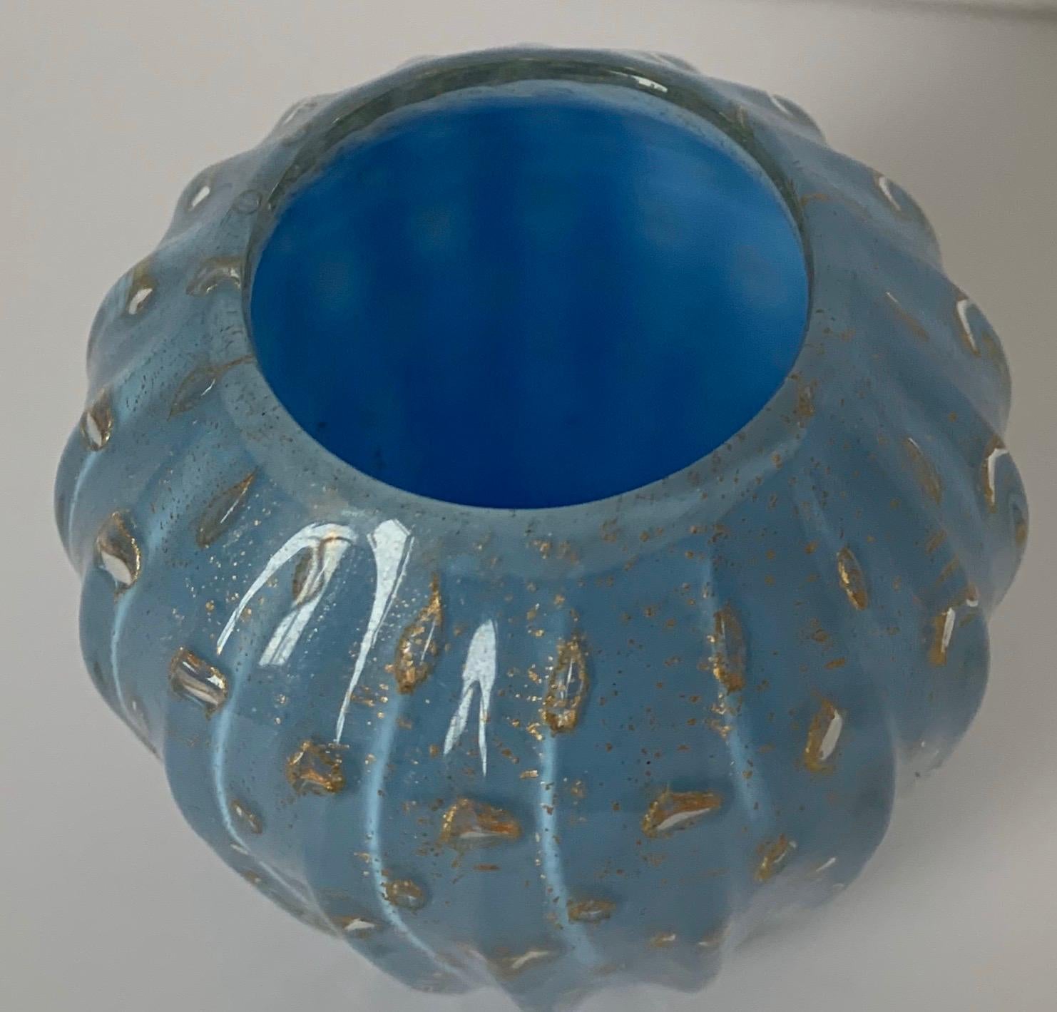 Italian Murano Blue Bud Vase Attributed to Barbini For Sale