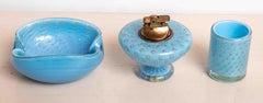 Italian Murano Blue Glass Smoking Set