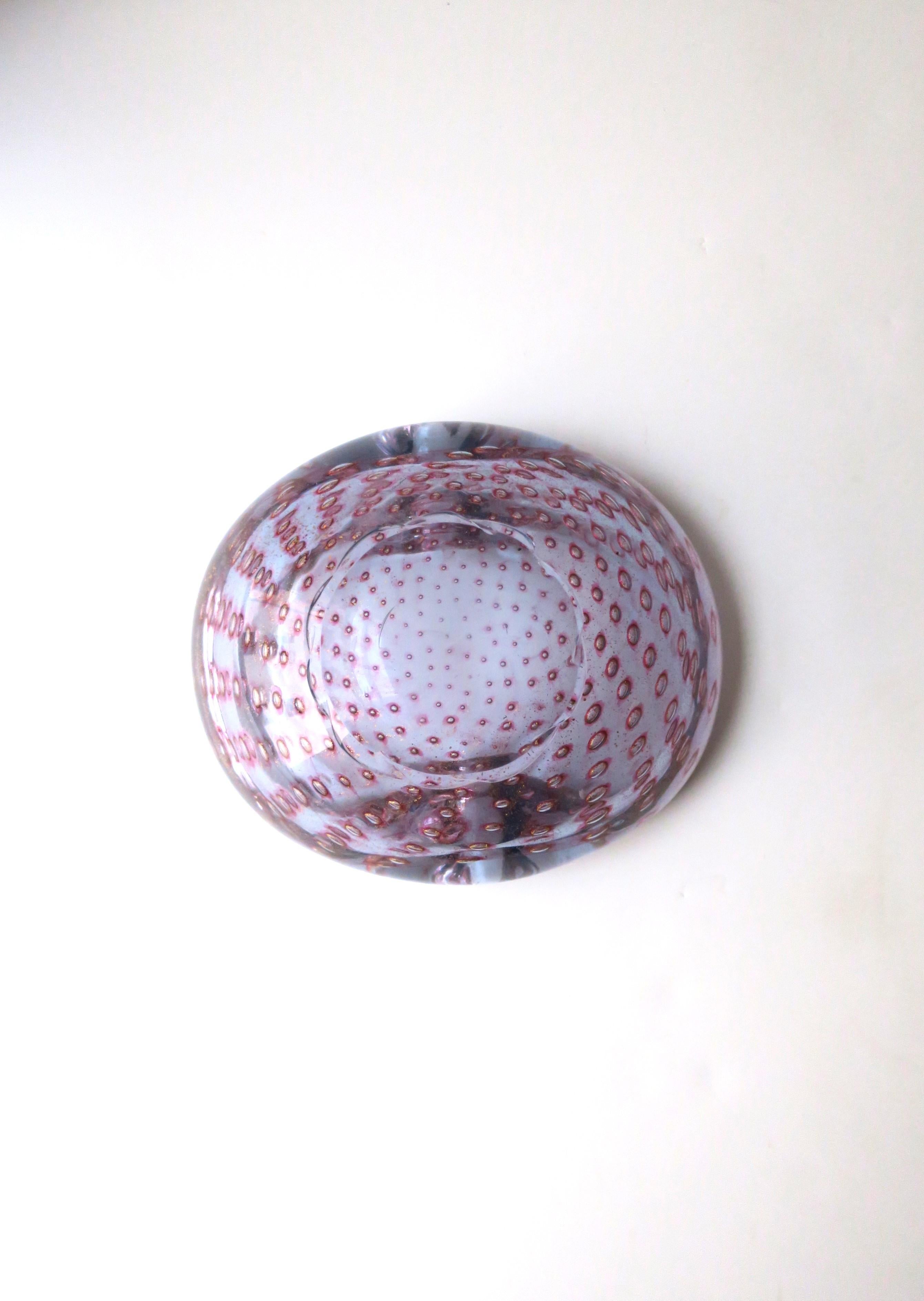Italian Murano Blue Margenta Pink Gold Art Glass Bowl Barbini 4