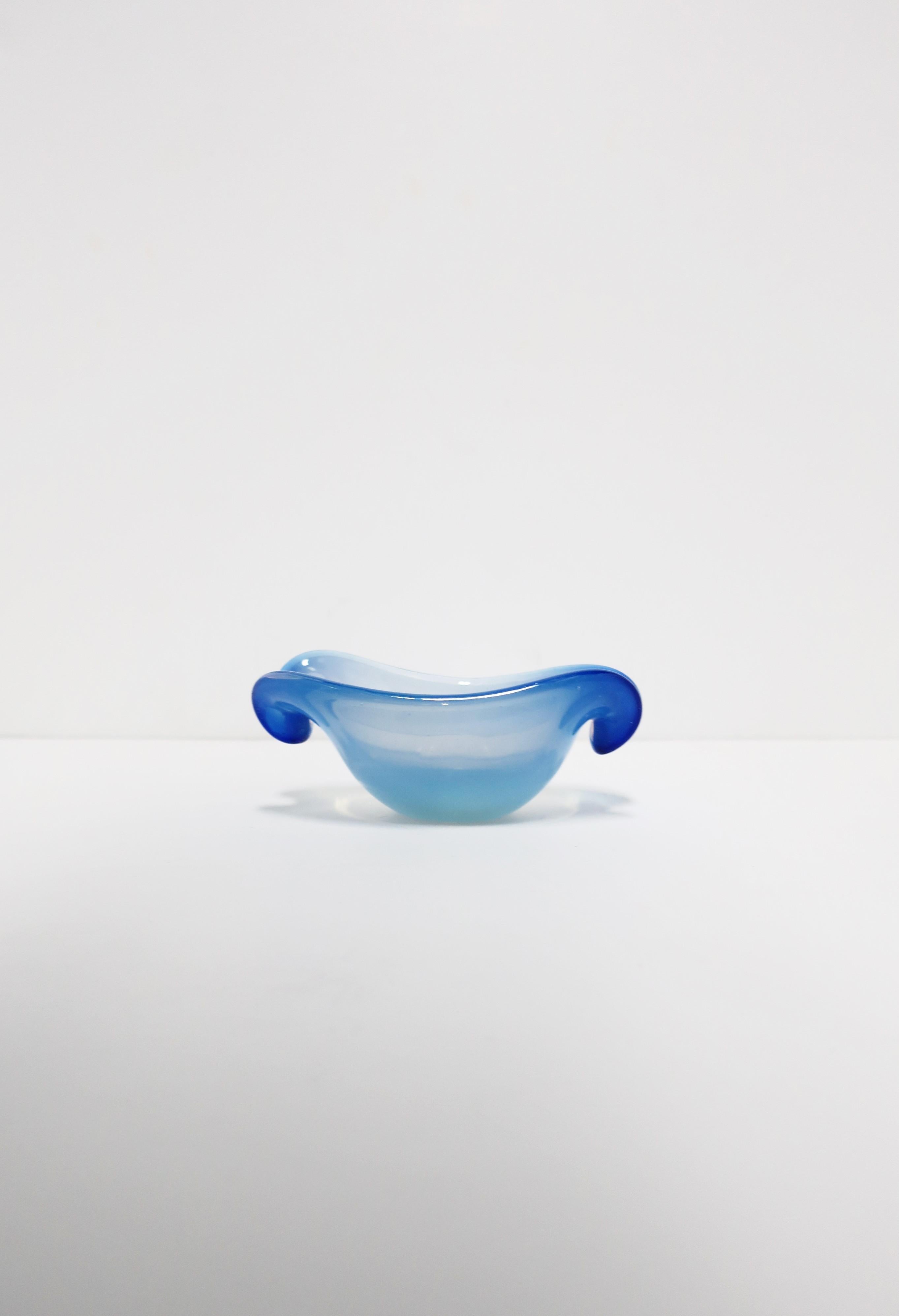 Italian Murano Blue Opalescent Art Glass Bowl 1