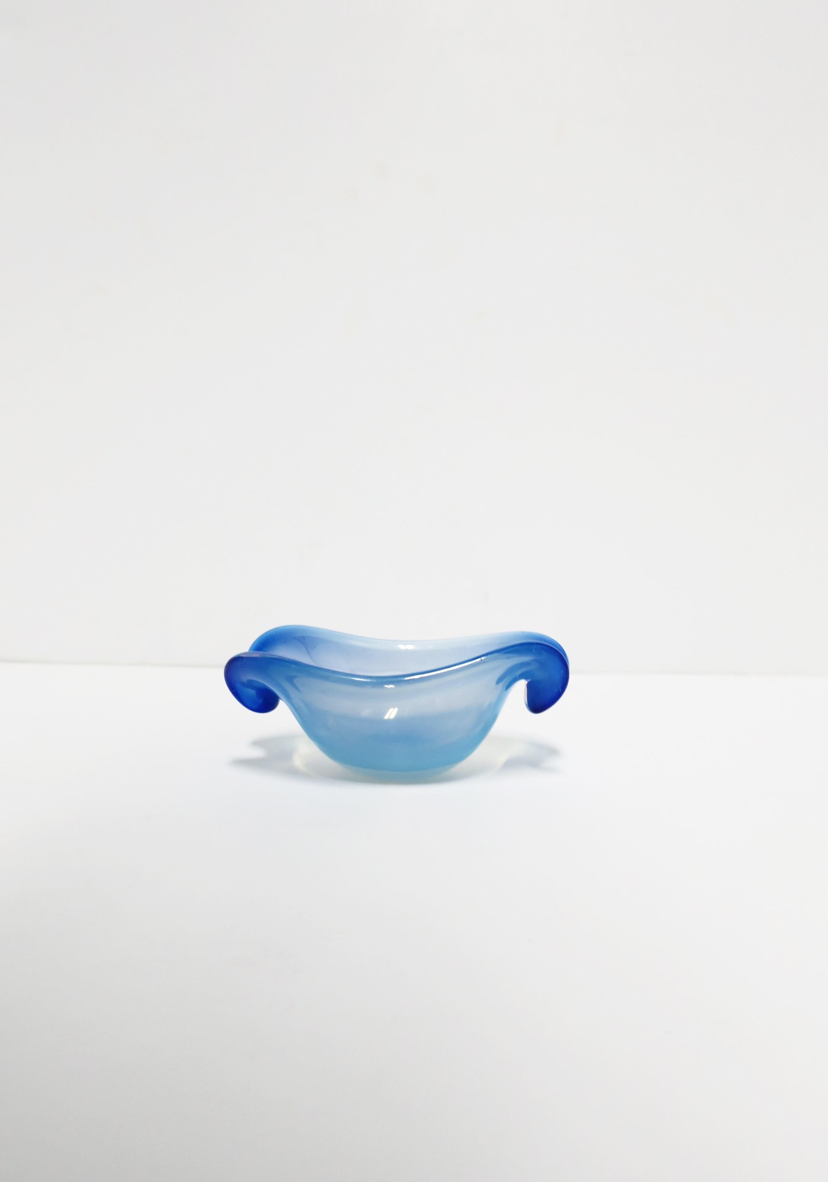 Italian Murano Blue Opalescent Art Glass Bowl 2