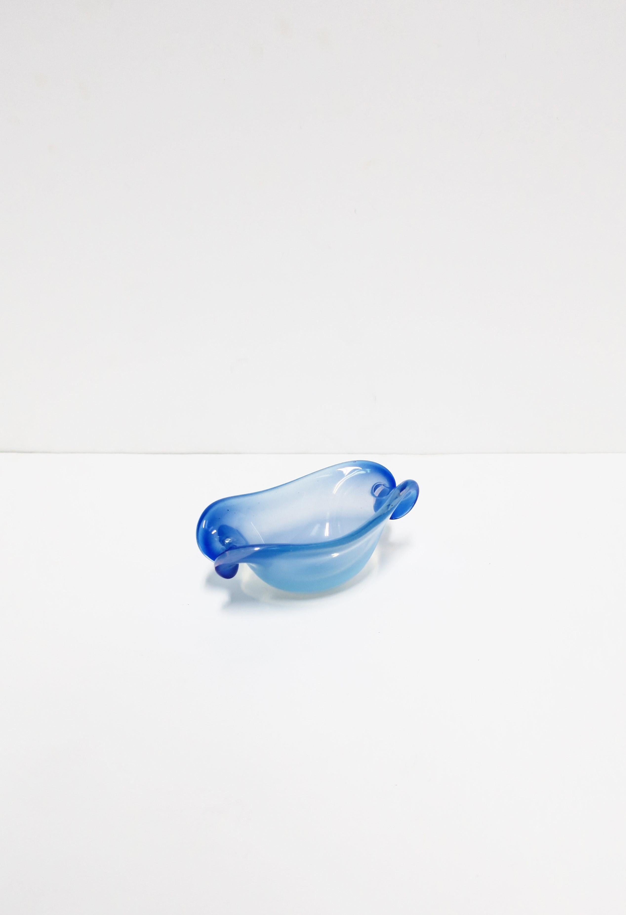 Italian Murano Blue Opalescent Art Glass Bowl 4