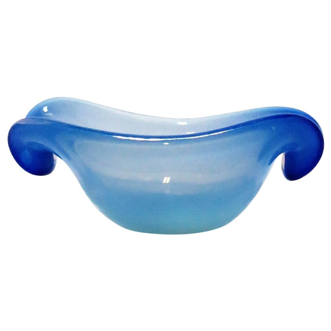 Italian Murano Blue Opalescent Art Glass Bowl