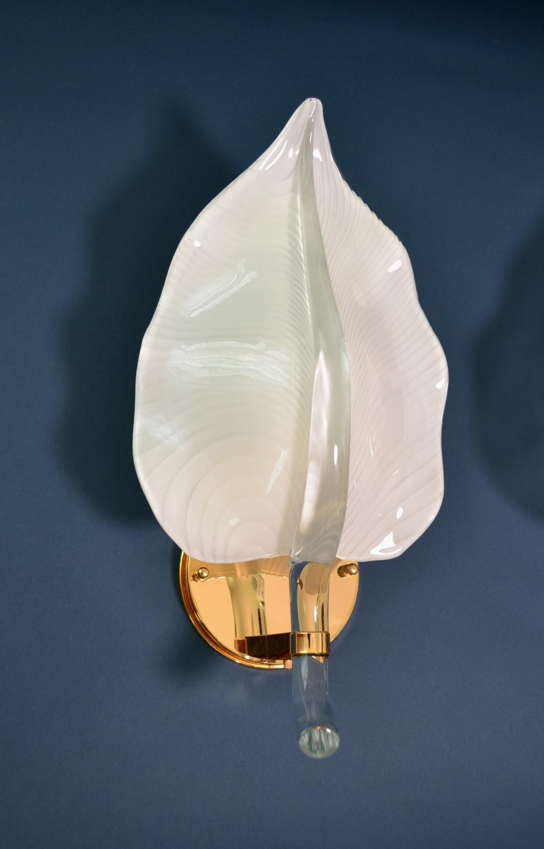 Italian Murano Brass and Crystal Glass Wall Sconces, Set of Three In Good Condition In Morazzone, Varese