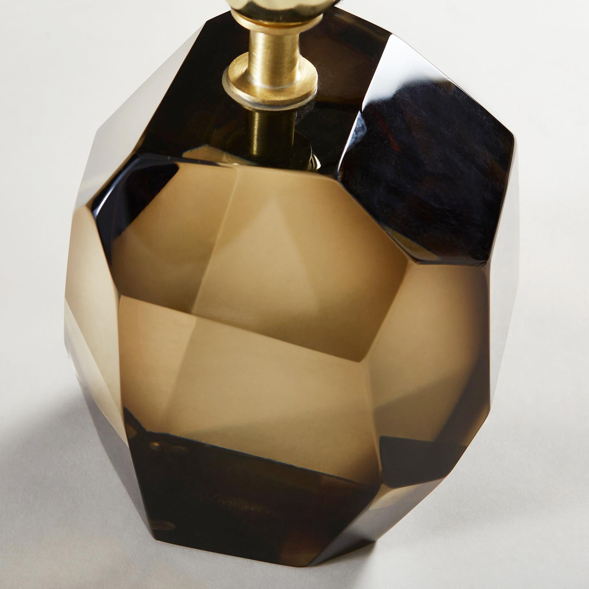 XXI secolo e contemporaneo Lampada da tavolo contemporanea italiana di Murano e bronzo in ottone Rock jewell
