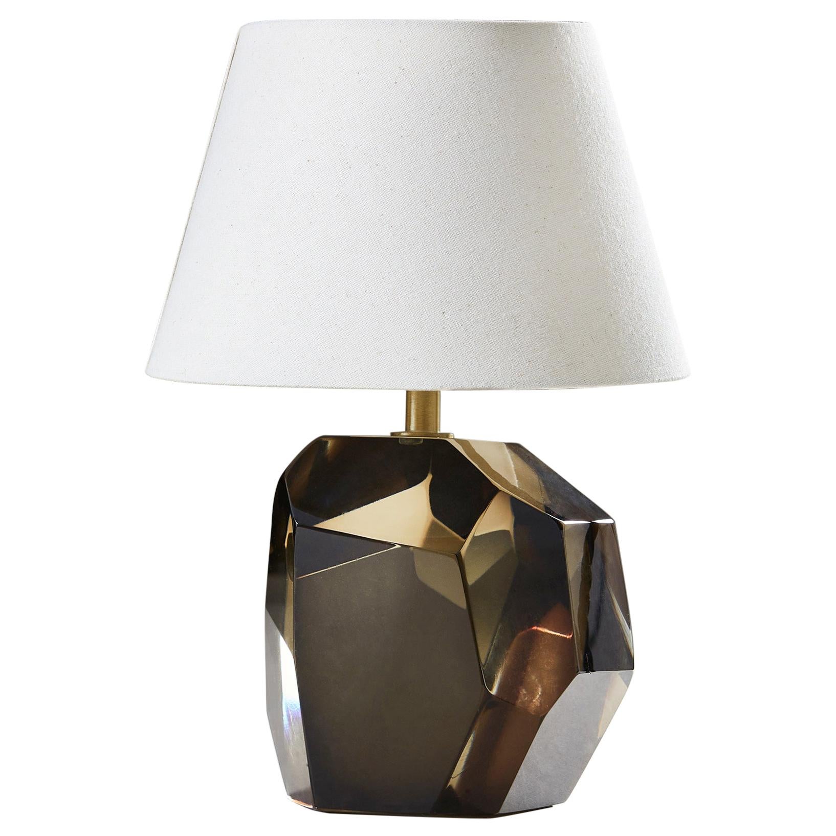 Italian Murano Bronze Rock Table Lamp For Sale