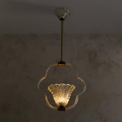 Italian Murano Bullicante Glass Pendant Attributed to Barovier & Toso, 1930s