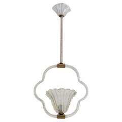Italian Murano Bullicante Glass Pendant Attributed to Barovier & Toso, 1930s