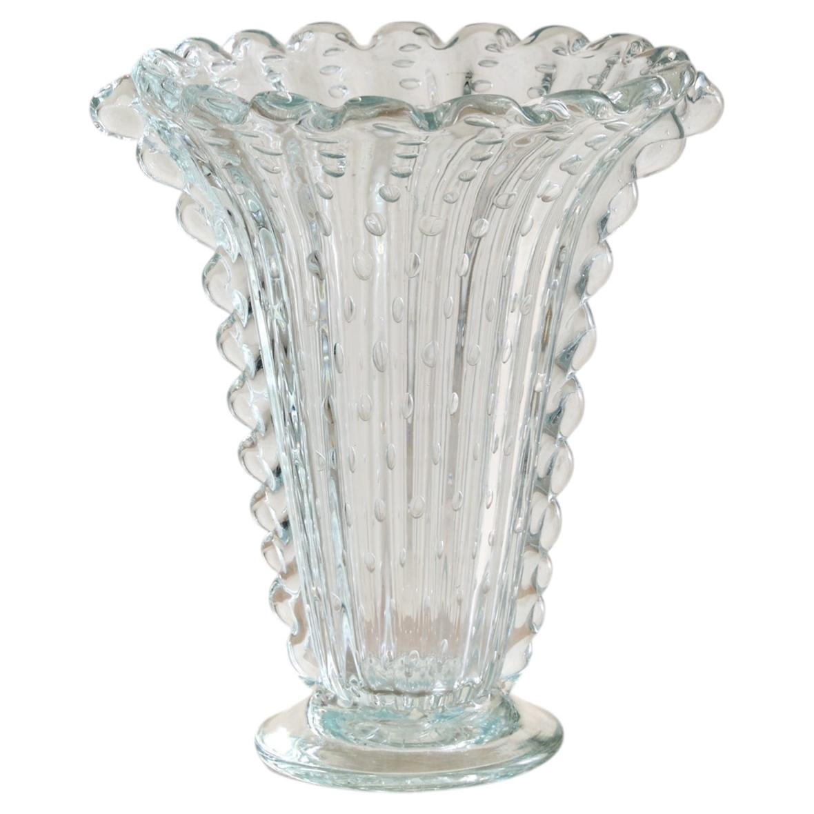 Jarrón italiano de cristal «Bullicante» de Murano, atribuido a Barovier & Toso, década de 1930 en venta