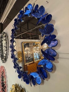 Italian Murano Butterfly Mirror in Cobalt