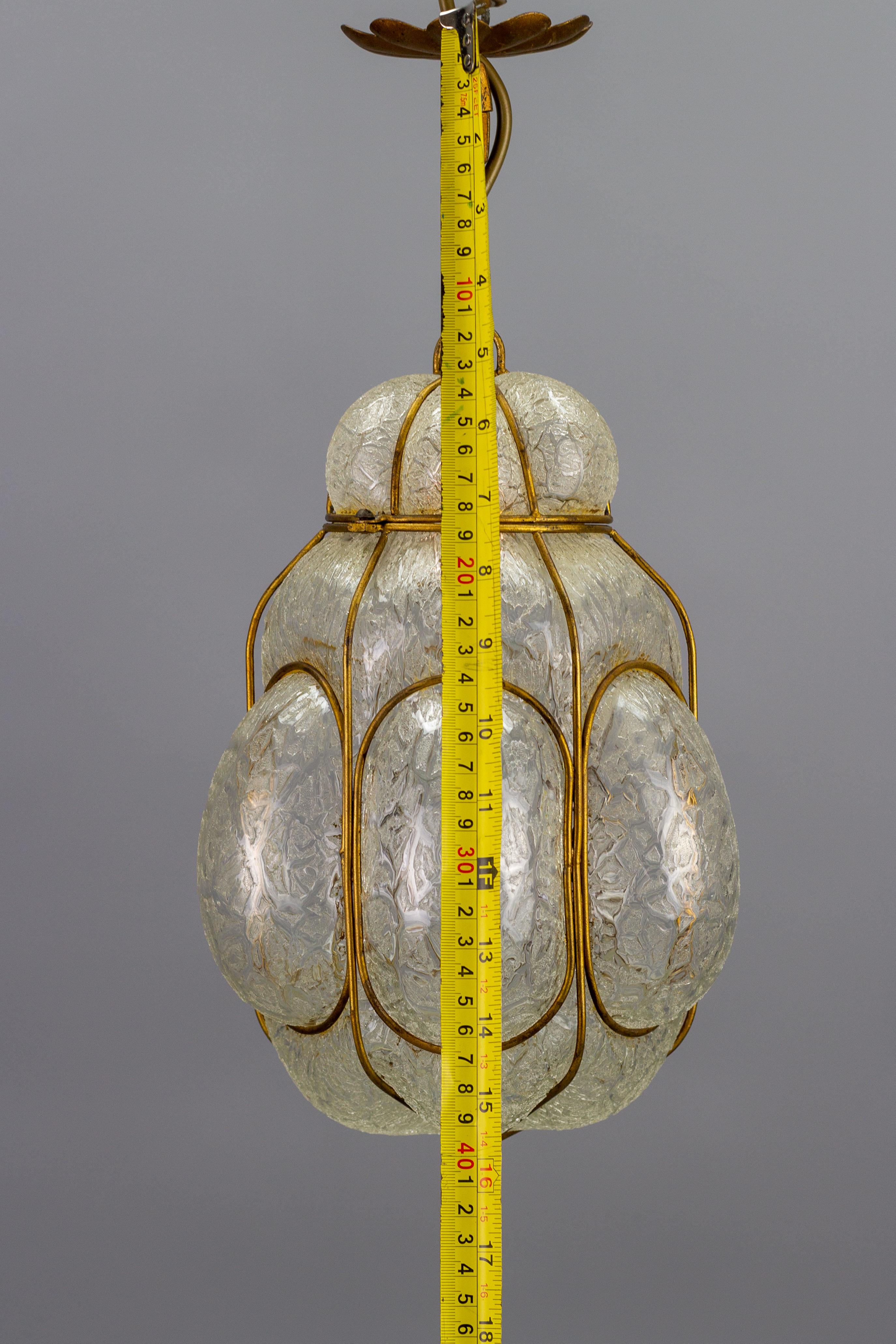 Italian Murano Caged Glass Pendant Light Lantern, 1960s 13