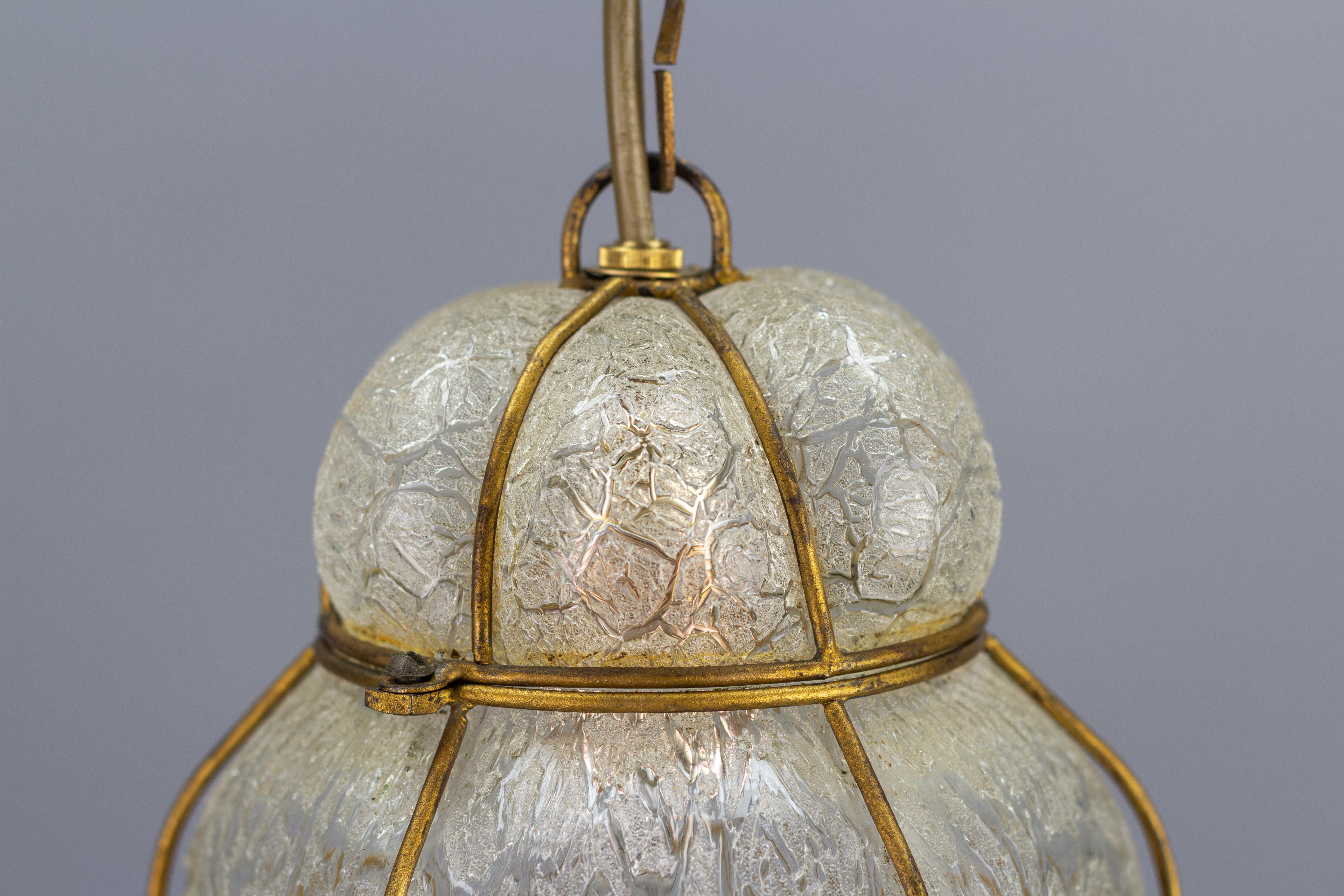Italian Murano Caged Glass Pendant Light Lantern, 1960s 2