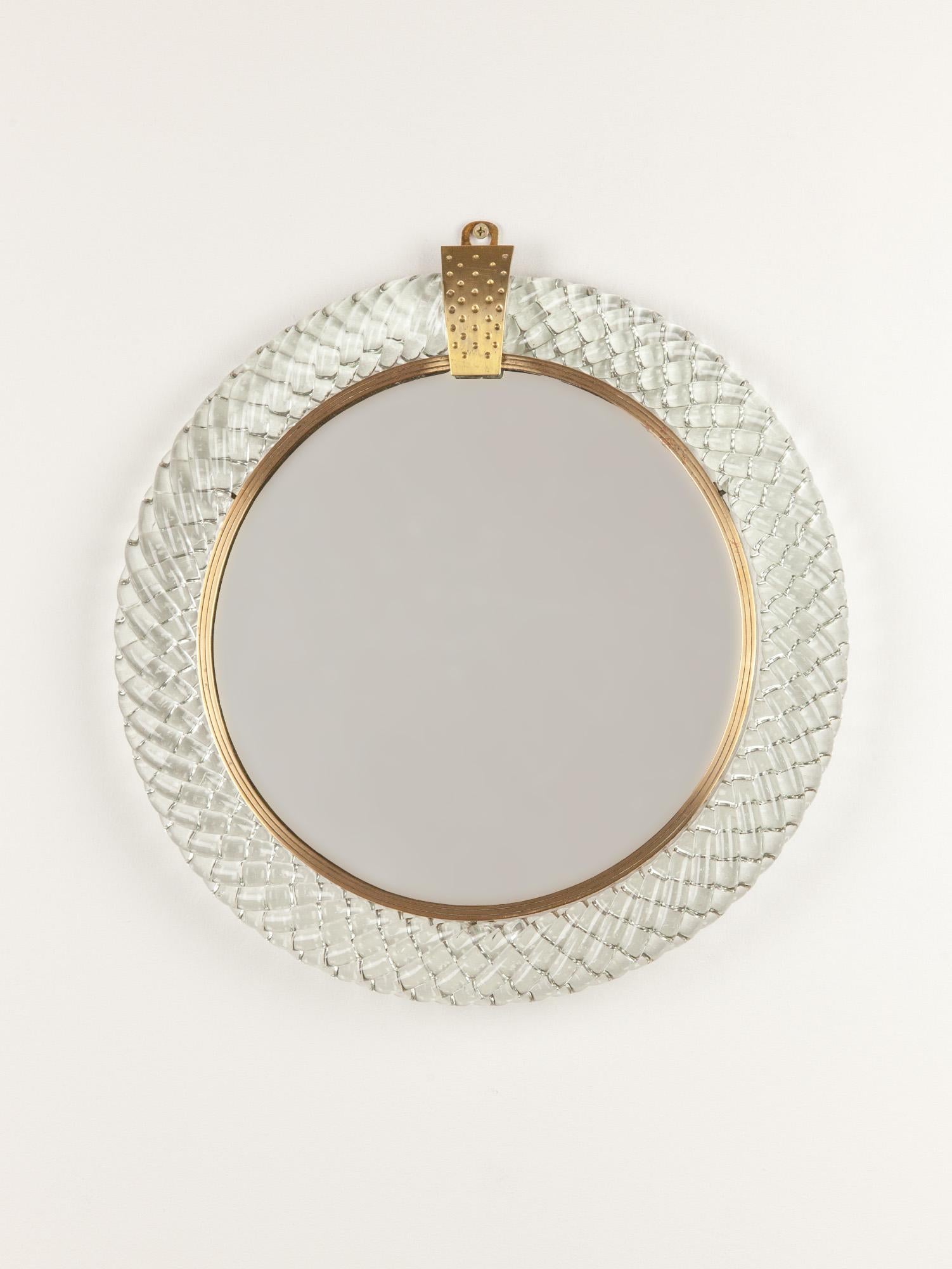 Brass Italian Murano Carlo Scarpa Wall Mirror for Venini, Italy, 1950s  For Sale