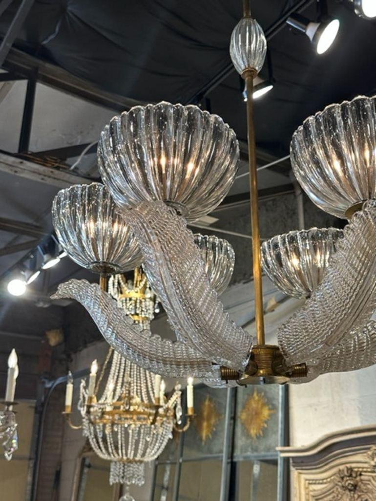 20th Century Italian Murano Chandelier after Barovier and Toso For Sale