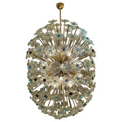 Italian Murano Chandelier with Coloured Flowers, circa 1960s
