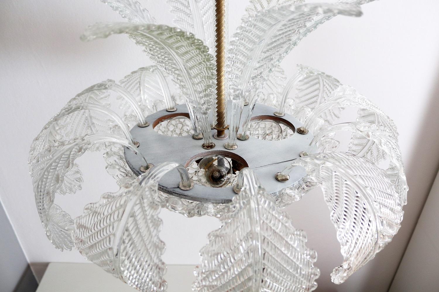 Italian Murano Chandelier with Transparent Glass, 1950s 7