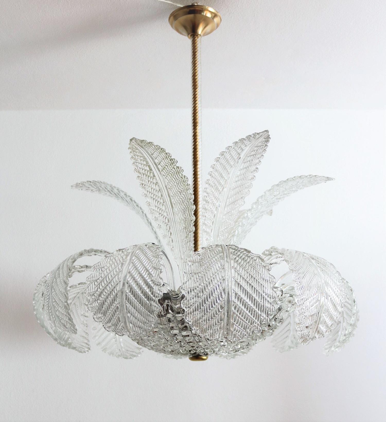 Mid-20th Century Italian Murano Chandelier with Transparent Glass, 1950s
