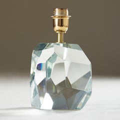 Italian Single Murano Clear Rock Jewel Table Lamp with brass fitting