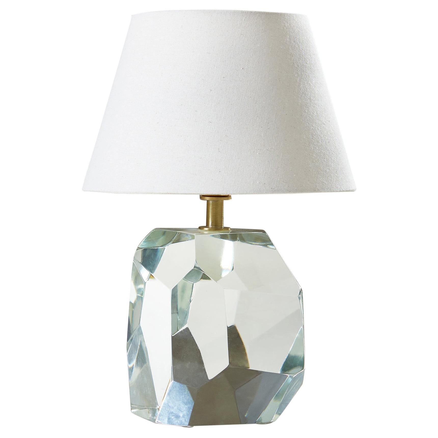 Italian Murano Clear 'Rock' Table Lamp