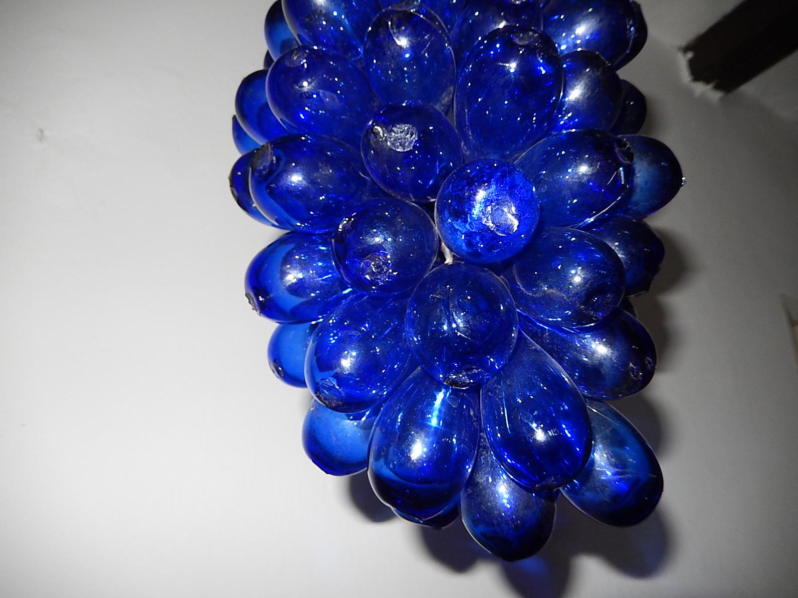 Italian Murano Cobalt Mouth Blown Drops Grape Cluster Chandelier In Good Condition In Firenze, Toscana