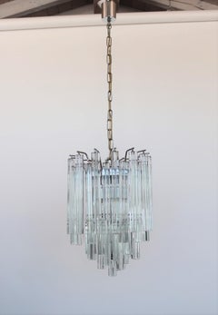 Italian Murano Crystal Chandelier with Venini Quadrilobo Glasses, 1970s