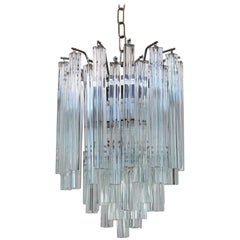 Italian Murano Crystal Chandelier with Venini Quadrilobo Glasses, 1970s