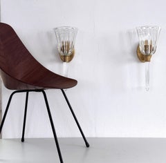 Apliques italianos de cristal de Murano y latón en estilo Art Déco