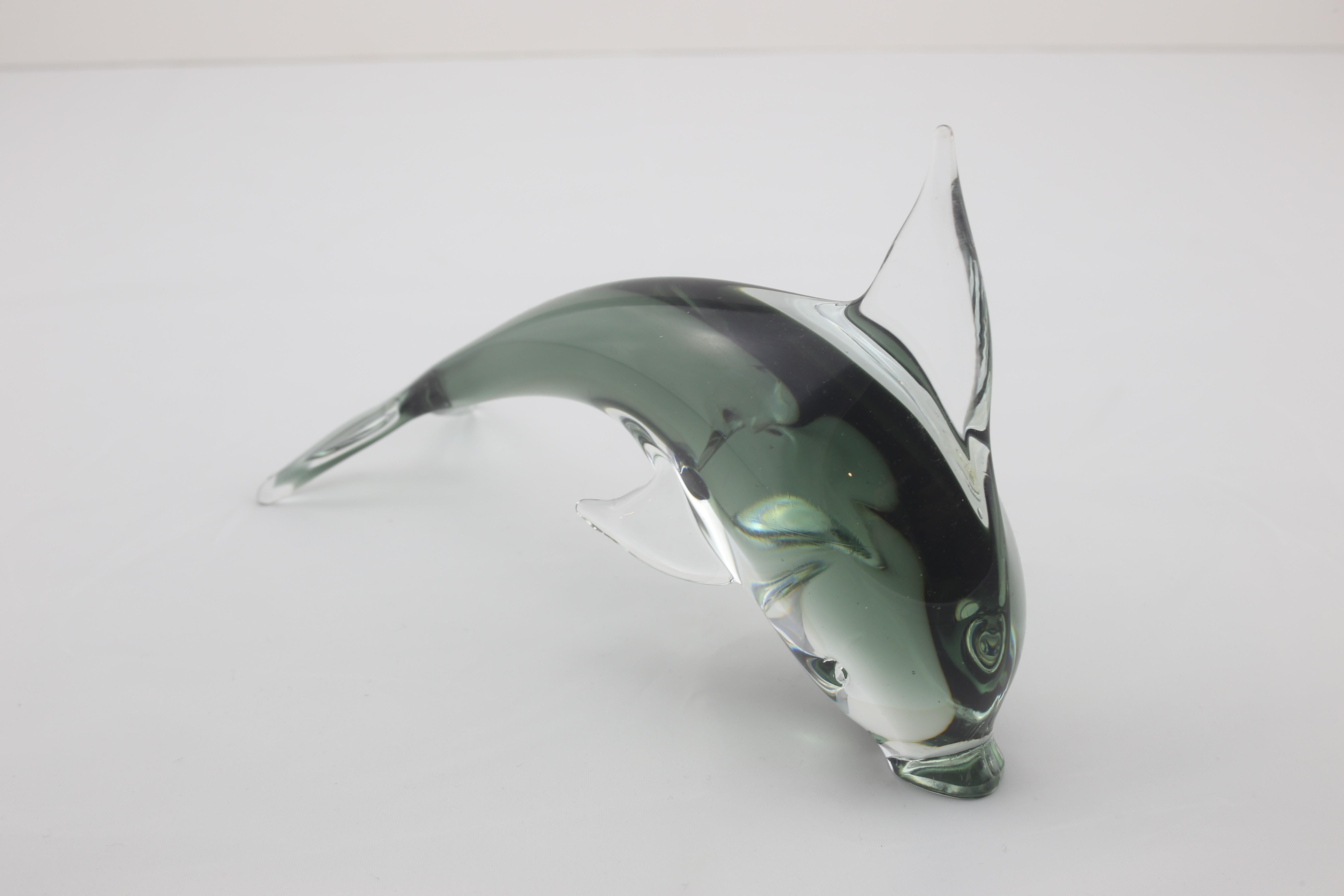 Murano dolphin in gray/green/black 
In perfect condition in style mid century modern.