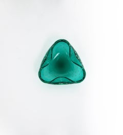 Italian Murano Emerald Green Art Glass Bowl after Seguso