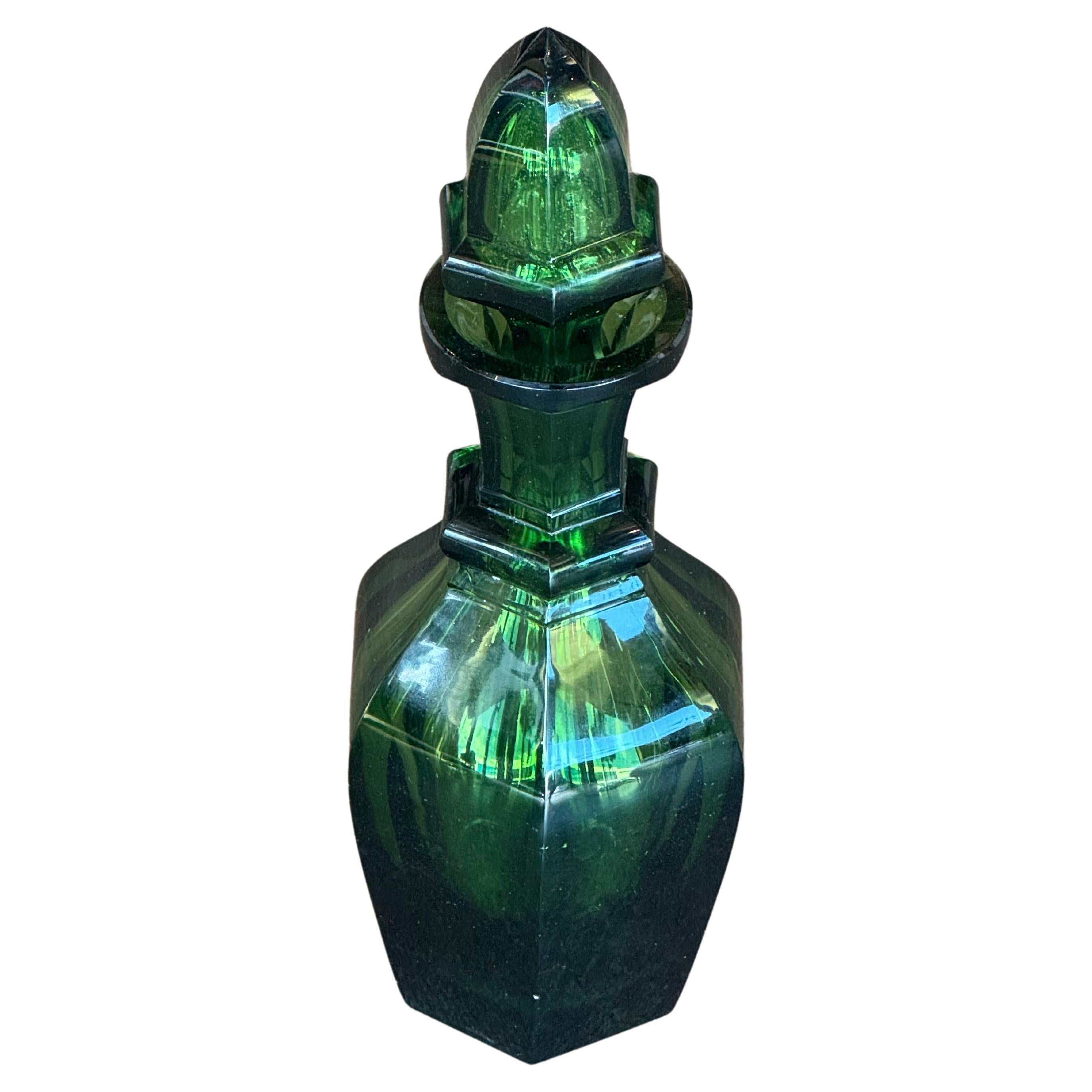 Italian Murano Emerald Green Decanter For Sale