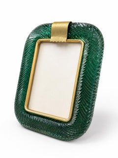 Bildrahmen aus smaragdgrünem Murano-Glas und Messing, Italien, 1990er–2000er Jahre