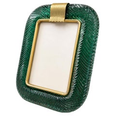 Bildrahmen aus smaragdgrünem Murano-Glas und Messing, Italien, 1990er–2000er Jahre
