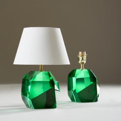 Italian Murano Emerald 'Rock' Table Lamp