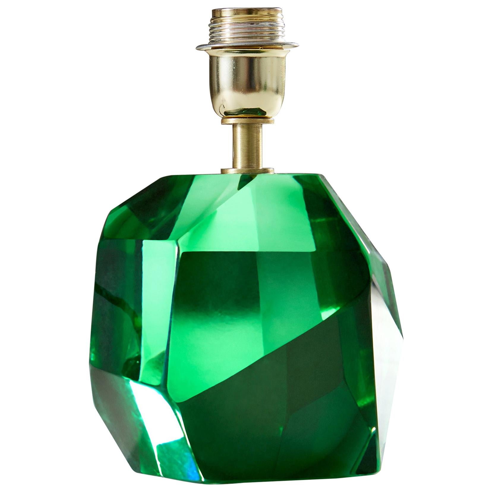 Italian Murano Emerald 'Rock' Table Lamp