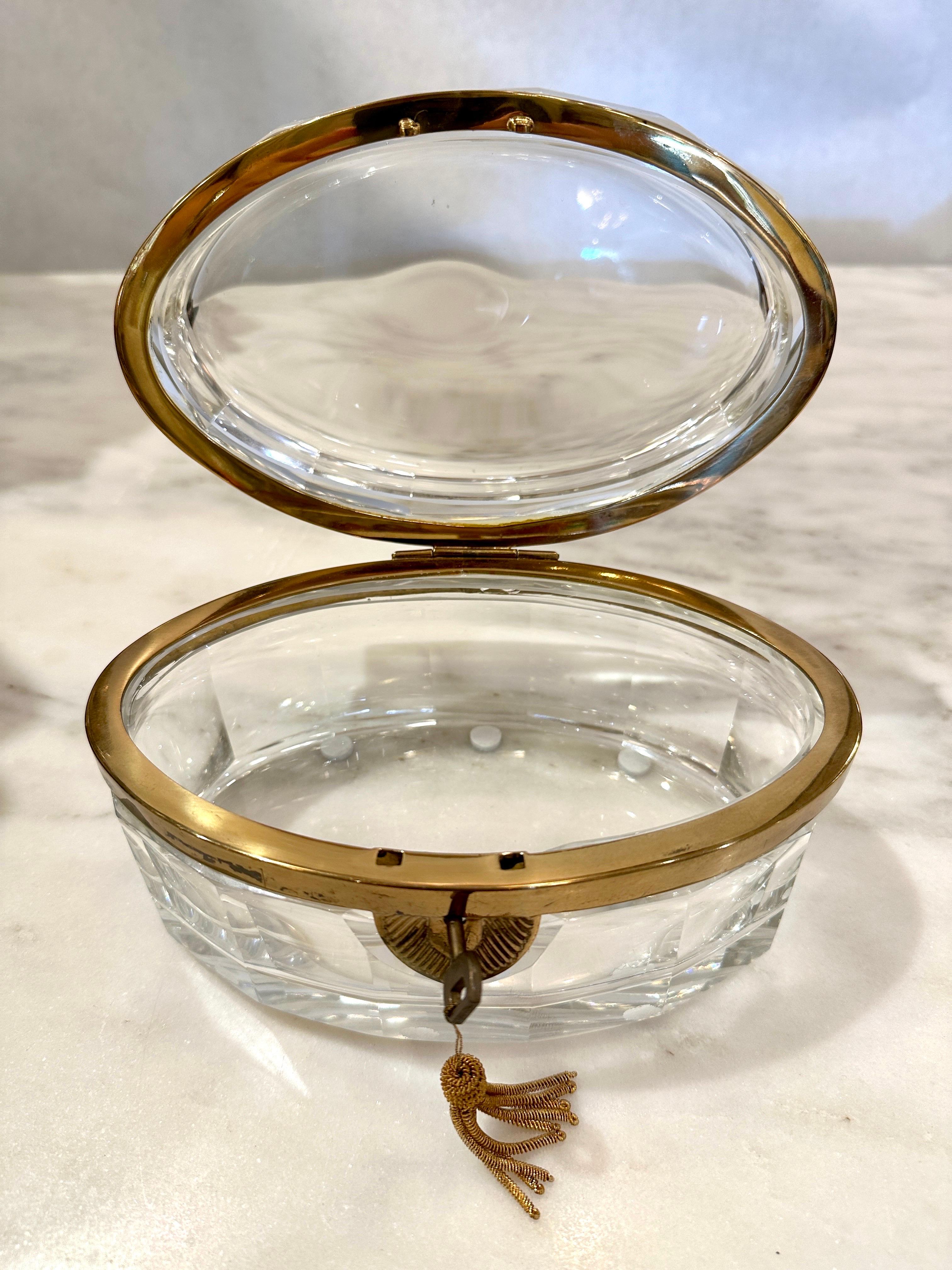 Mid-Century Modern Italian Murano Faceted Glass & Brass Hinged Box / Jewelry Box For Sale