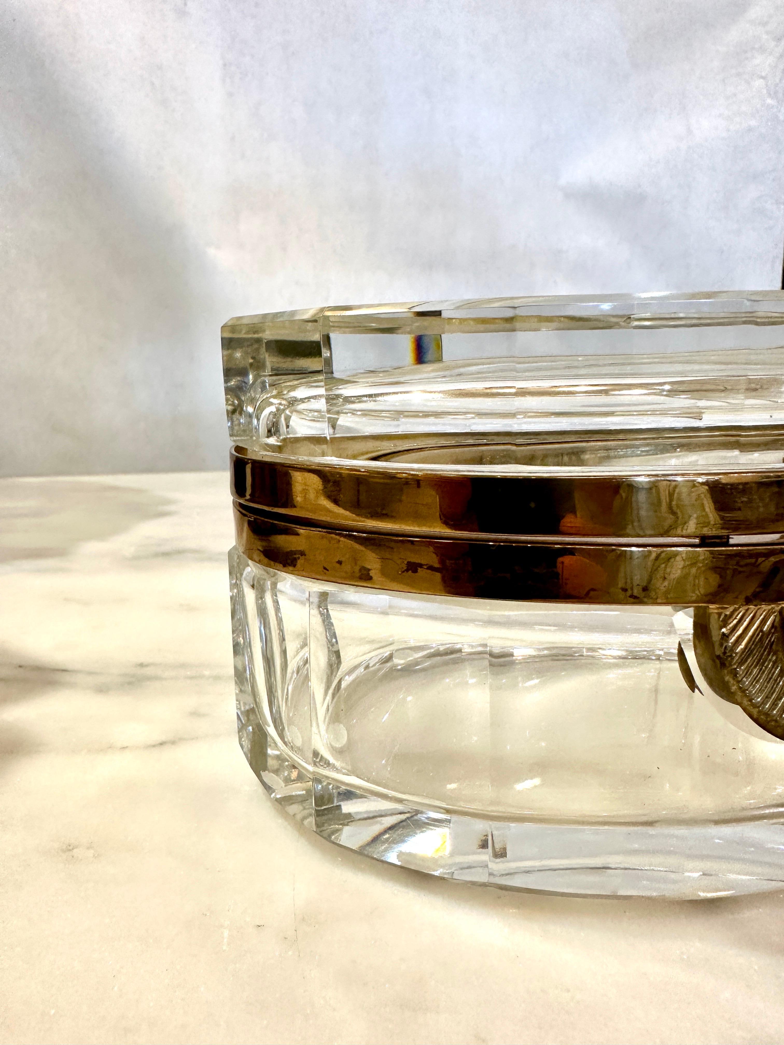 Italienische Murano Facettiertes Glas & Messing Scharnierbox / Schmuckkästchen im Zustand „Gut“ im Angebot in East Hampton, NY