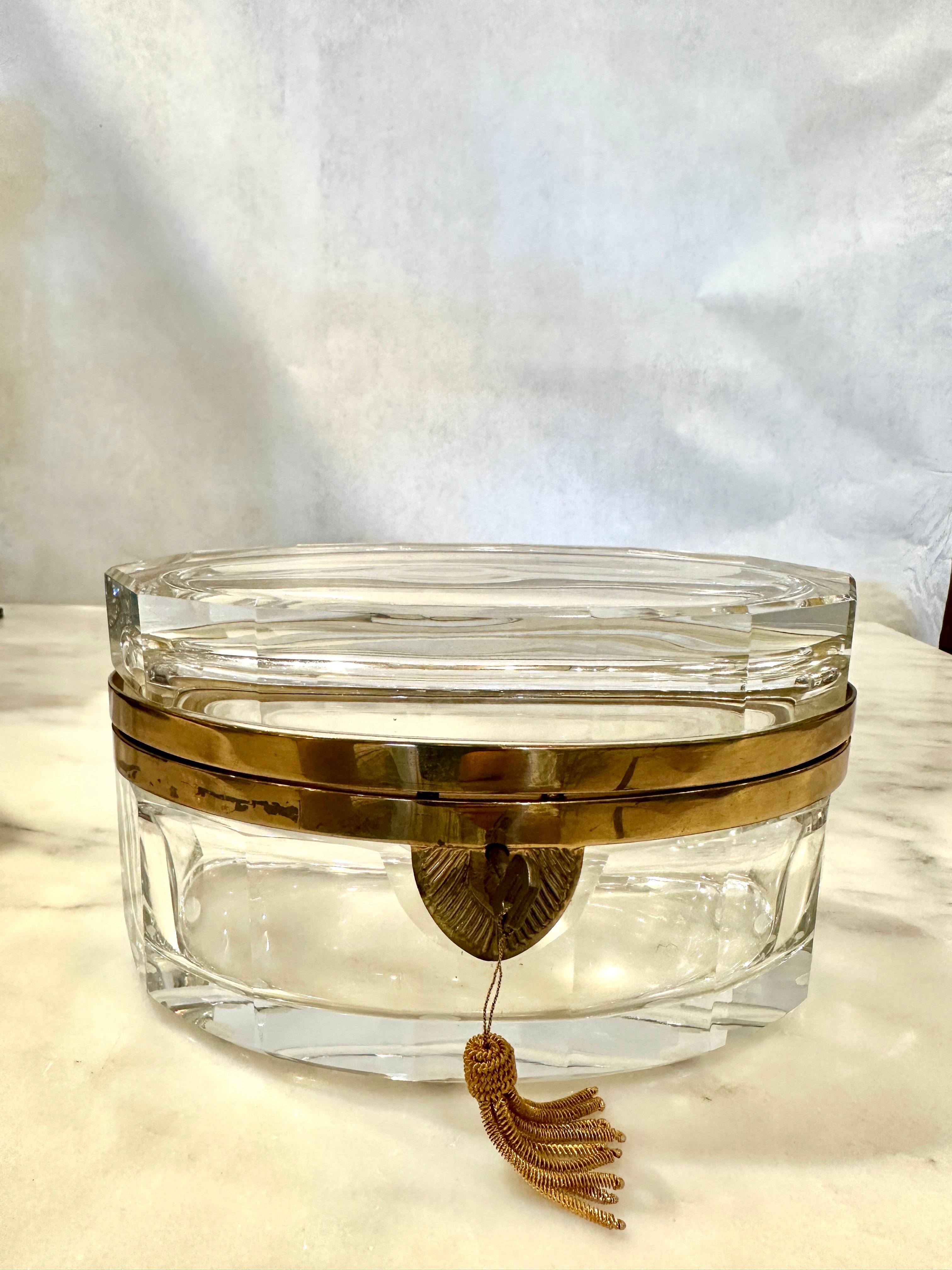 Italienische Murano Facettiertes Glas & Messing Scharnierbox / Schmuckkästchen im Angebot 1