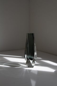 Italian Murano Faceted Sommerso Glass Vase, 1970s.