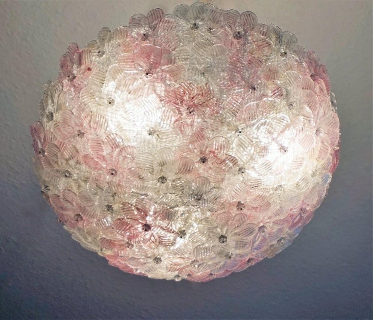 Italian Murano Flower Basket Flush Mount or Wall Lamp by Barovier & Toso, 1960s In Good Condition For Sale In Frankfurt am Main, DE