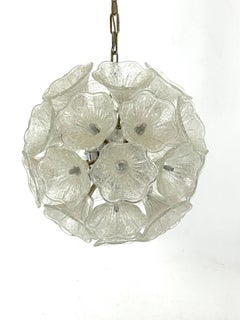 Italian Murano flower glass and chrome sputnik in Venini style. 1970s
