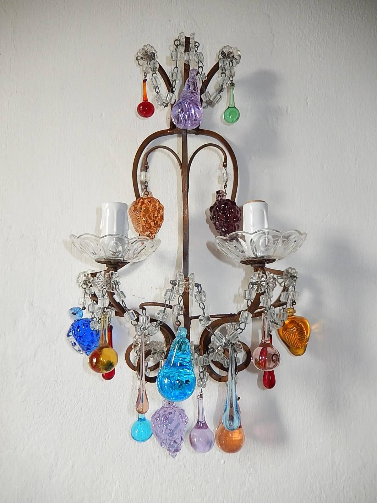 Early 20th Century Italian Murano Fruit and Drops Sconces, circa 1920