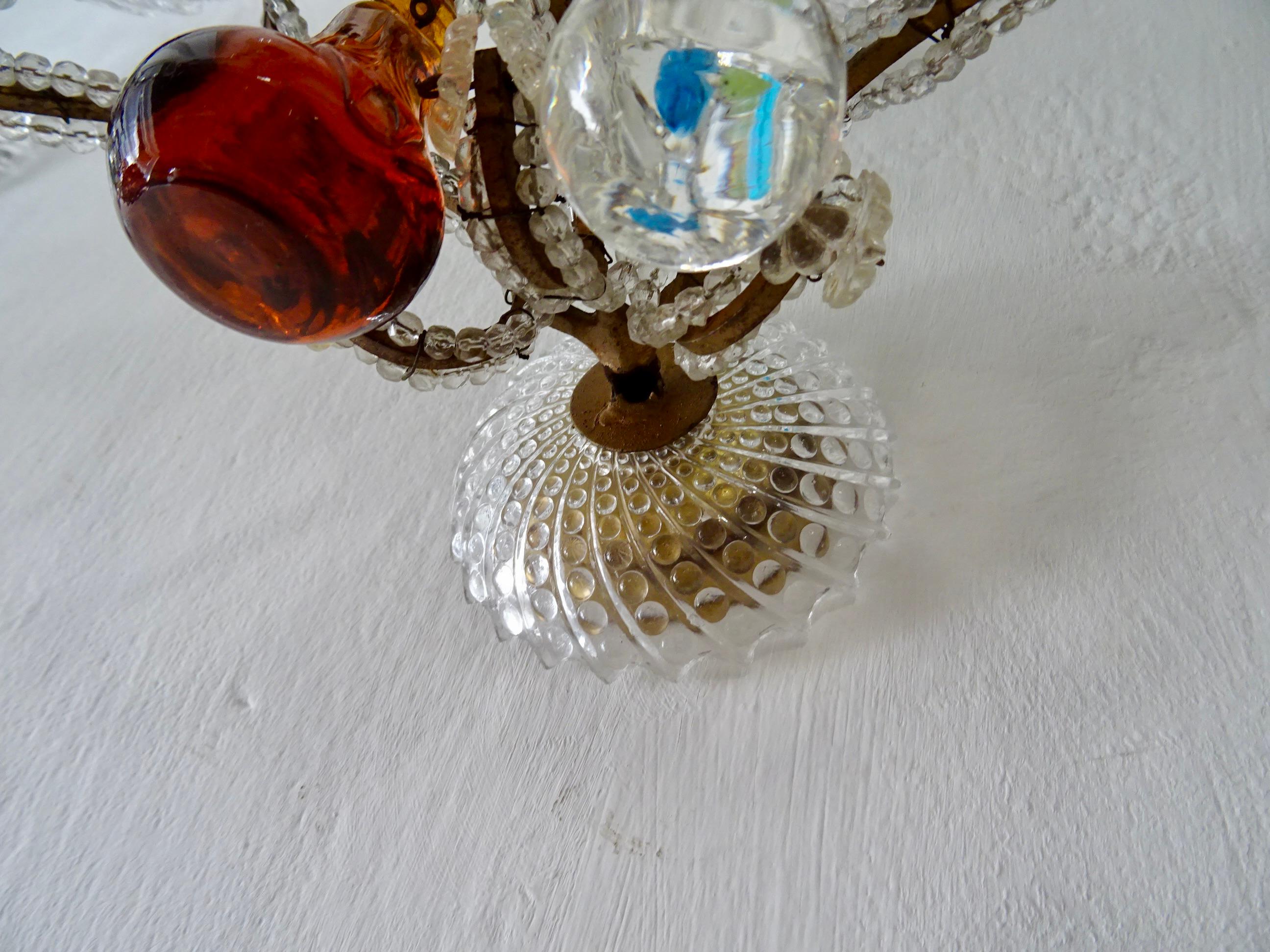 Italian Murano Fruit Colored Balls Crystal Beaded Sconces, circa 1930 For Sale 6