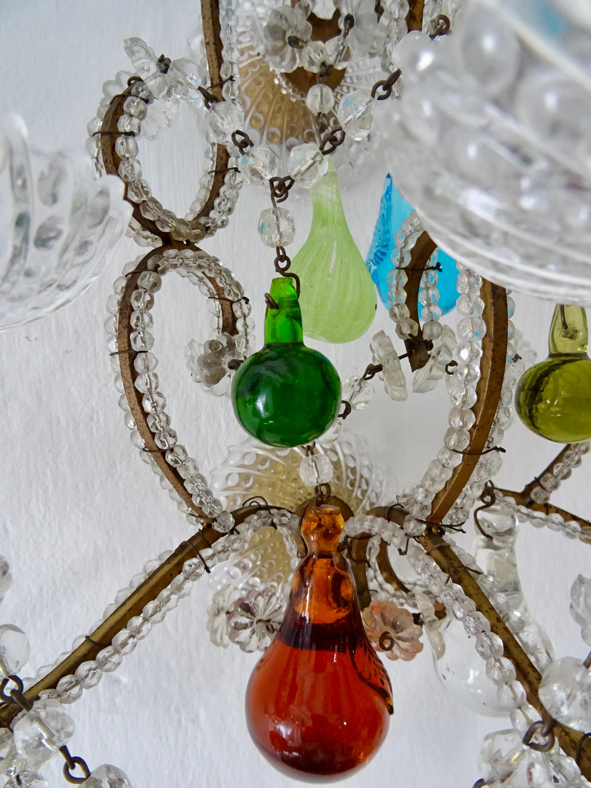 Appliques italiennes en cristal de Murano à boules de couleur fruitée, vers 1930 en vente 3