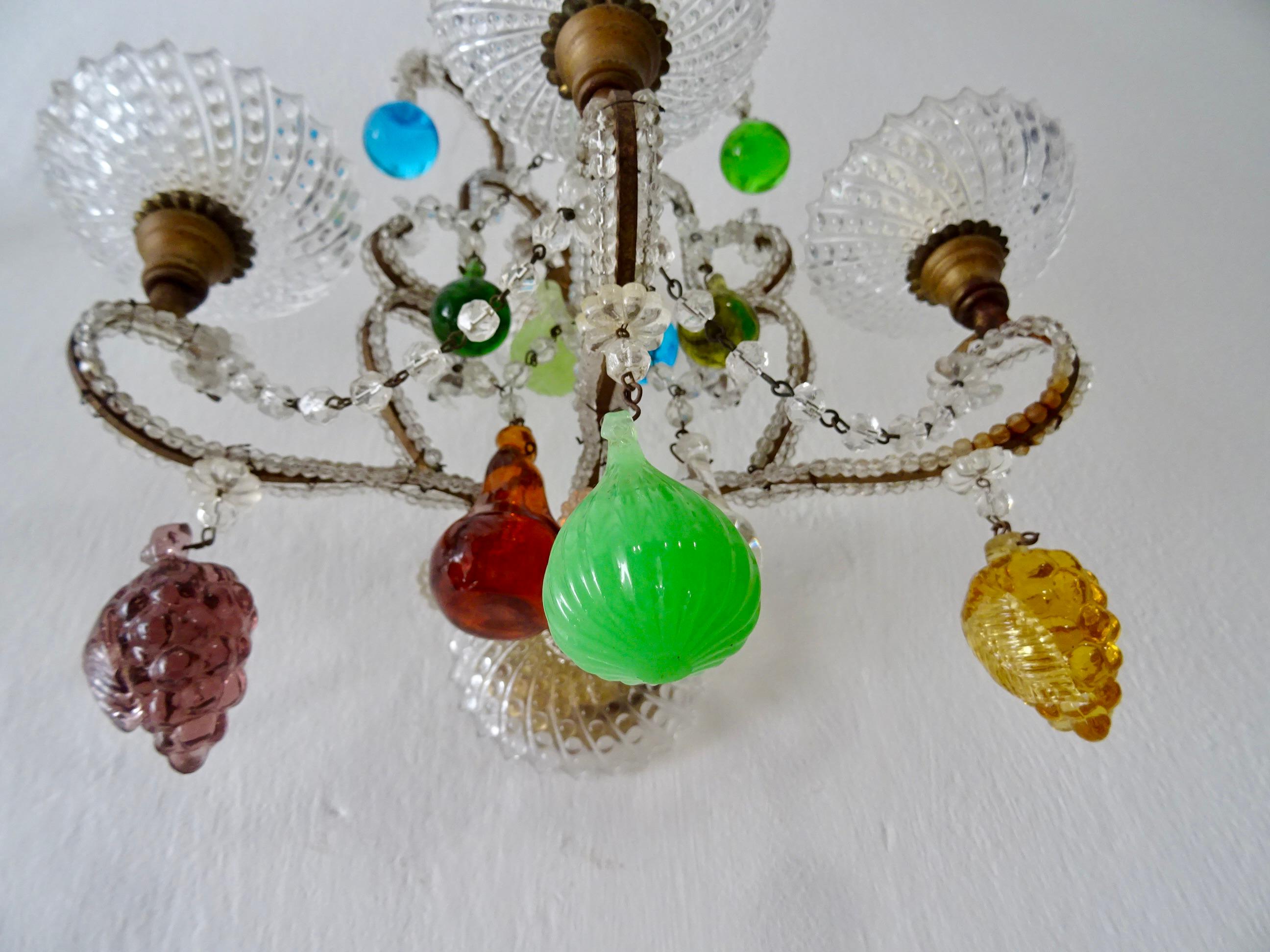 Italian Murano Fruit Colored Balls Crystal Beaded Sconces, circa 1930 For Sale 5