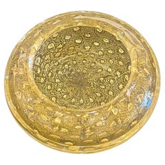 Italienische Murano-Blasenschale von Gino Cenedese aus signiertem Glas mit goldenen Spreckeln