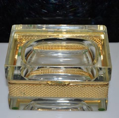 Italian Murano Glass & 24k Gold Plate Jewelry Case Art Deco Mandruzzato Style